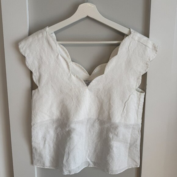 & Other Stories Linen blend scalloped tank top - Picture 2 of 5